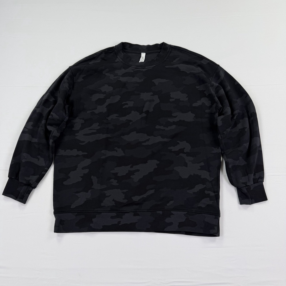 Lululemon Perfectly Oversized Crew Sweatshirt Size 6 Black Gray Camo LW3DUVS